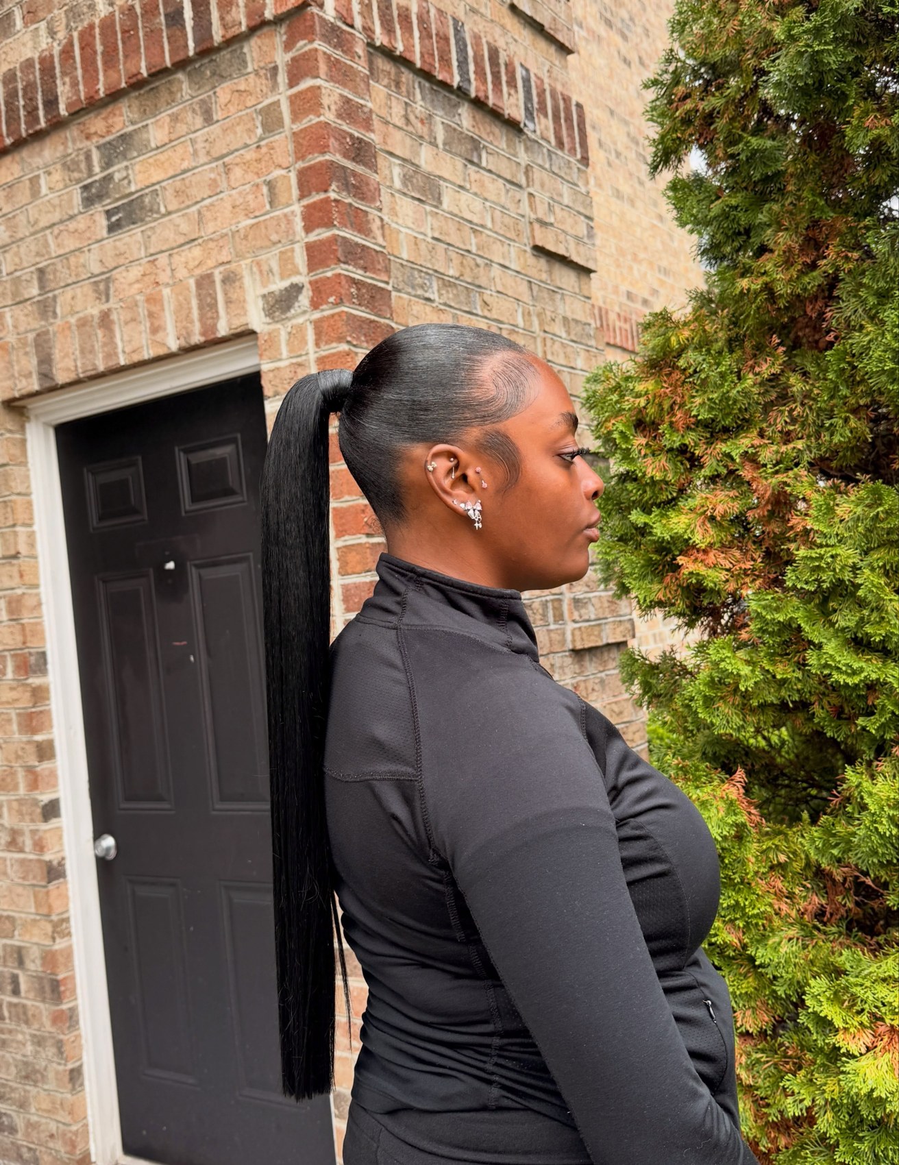 Mid ponytail styled by Kmarie Stylez